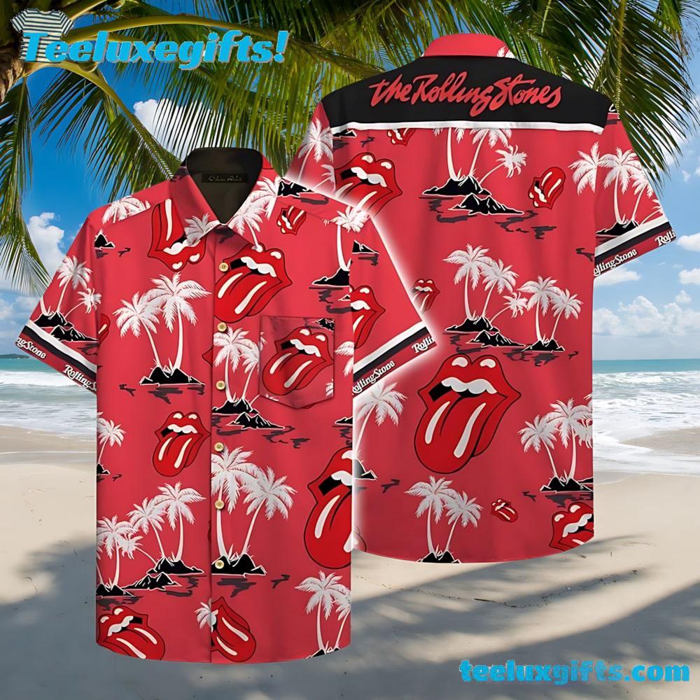 The Rolling Stones Tropical Pattern Summer Aloha Hawaiian Shirt