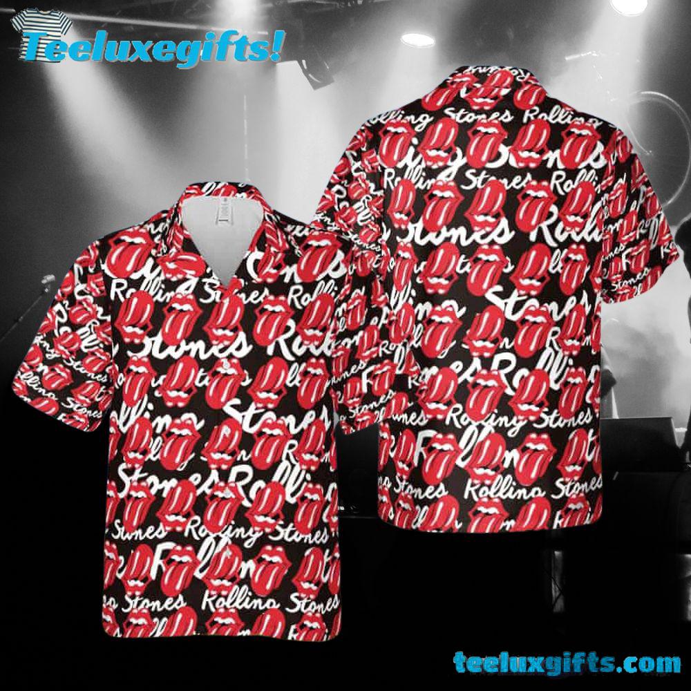 The Rolling Stones With Classic Tongue Summer Aloha Hawaiian Shirt