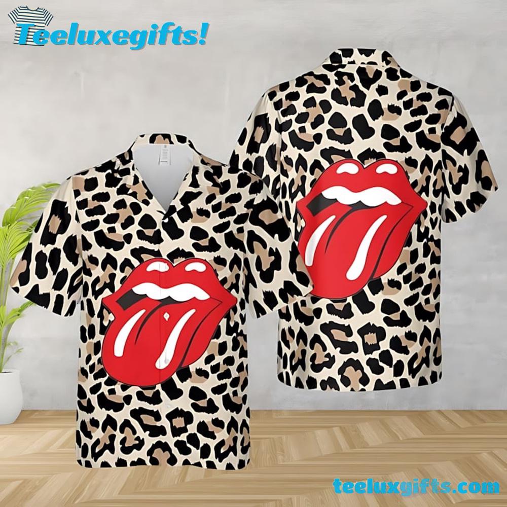 The Rolling Stones With Leopard Pattern Summer Aloha Hawaiian Shirt