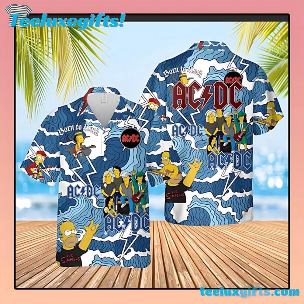The Simpson ACDC Summer Aloha Hawaiian Shirt