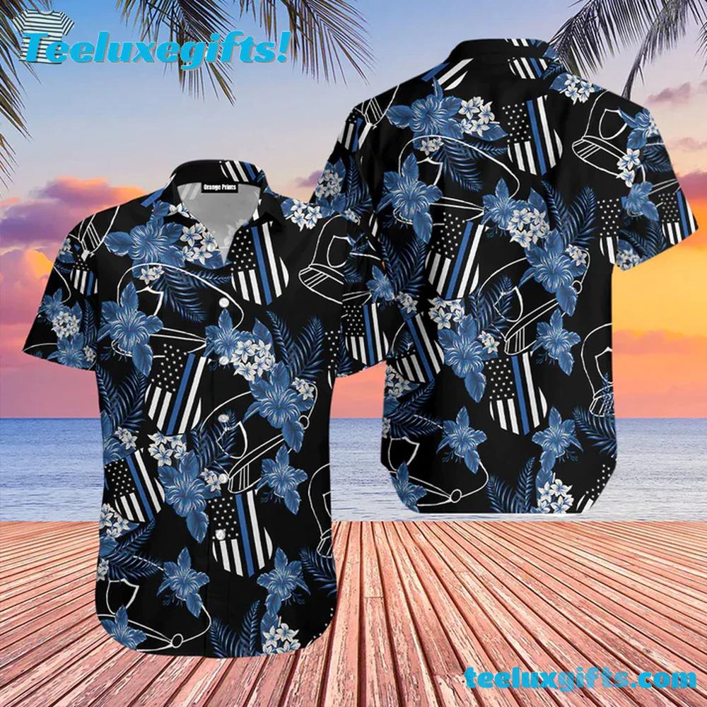 Thin Blue Line Police Hawaiian Shirt Thin Blue Line Police Hawaiian Shirt