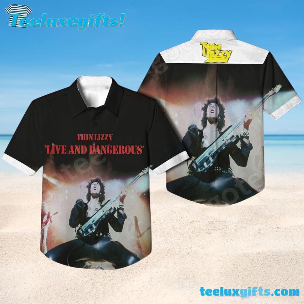 Thin Lizzy Live And Dangerous Album Cover Black Summer Hawaiian Shirt