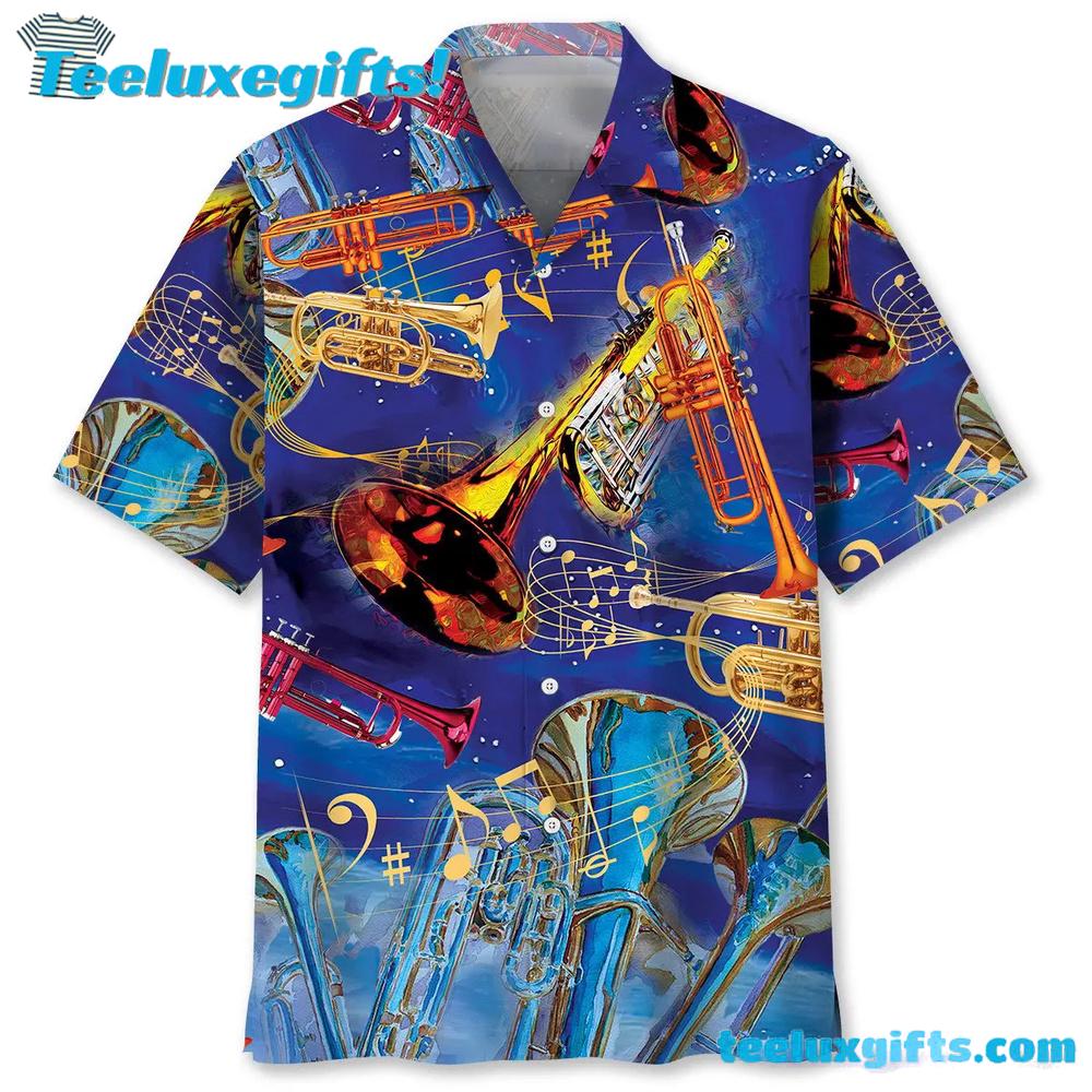 Tropical Blue Trumpet Hawaiian Shirt Tropical Blue Trumpet Hawaiian Shirt