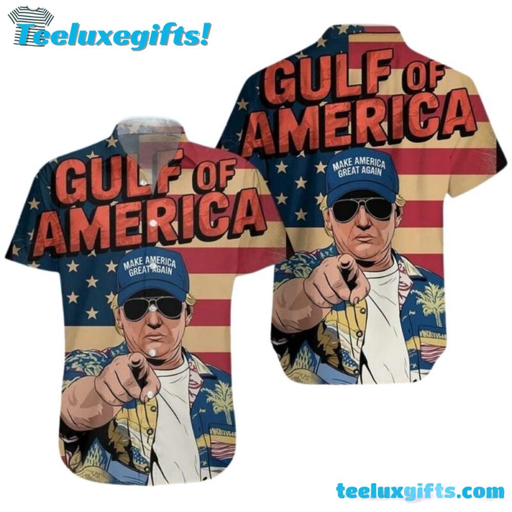 Trump Gulf Of America Pointing Hawaiian Shirt