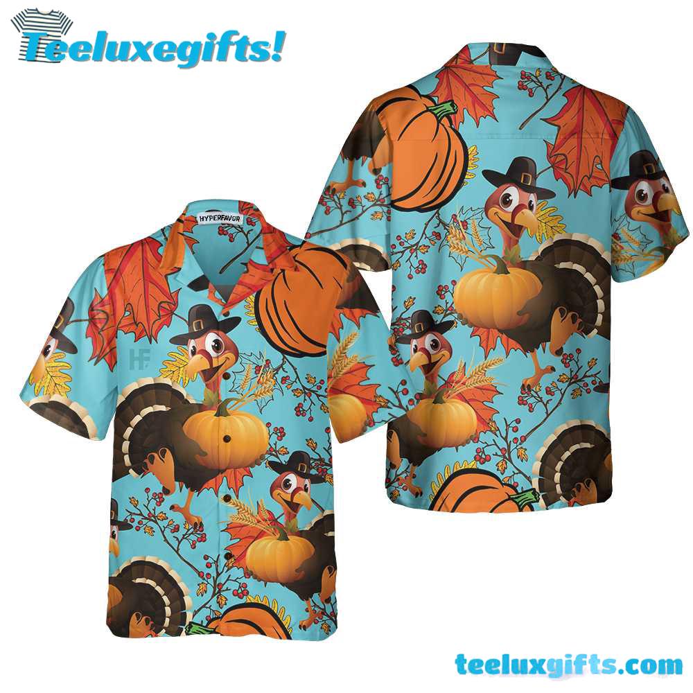 Turkey Thanksgiving Funny Pumpkin Turkey Hawaiian Shirt