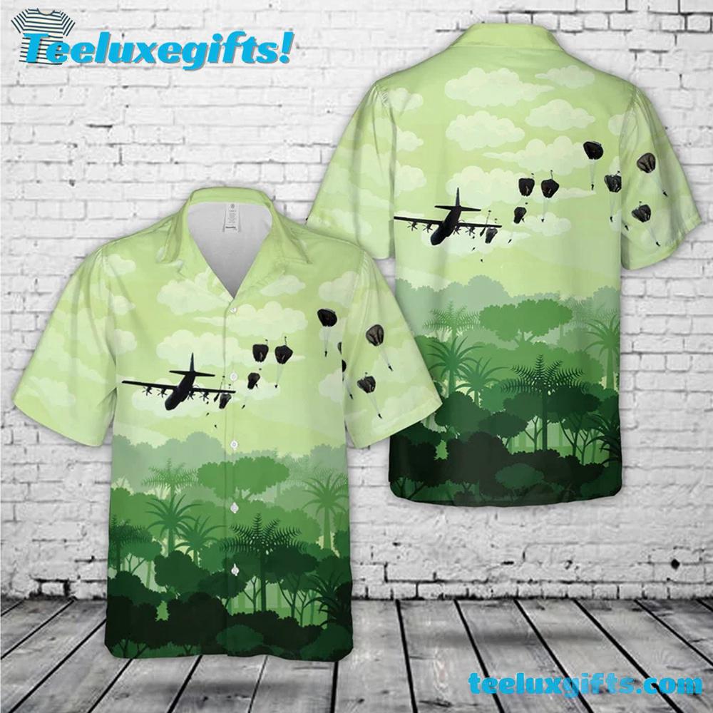 US Air Force C-130 Hercules drops on 70th anniversary of D-Day Hawaiian Shirt US Air Force C-130 Hercules drops on 70th anniversary of D-Day Hawaiian Shirt