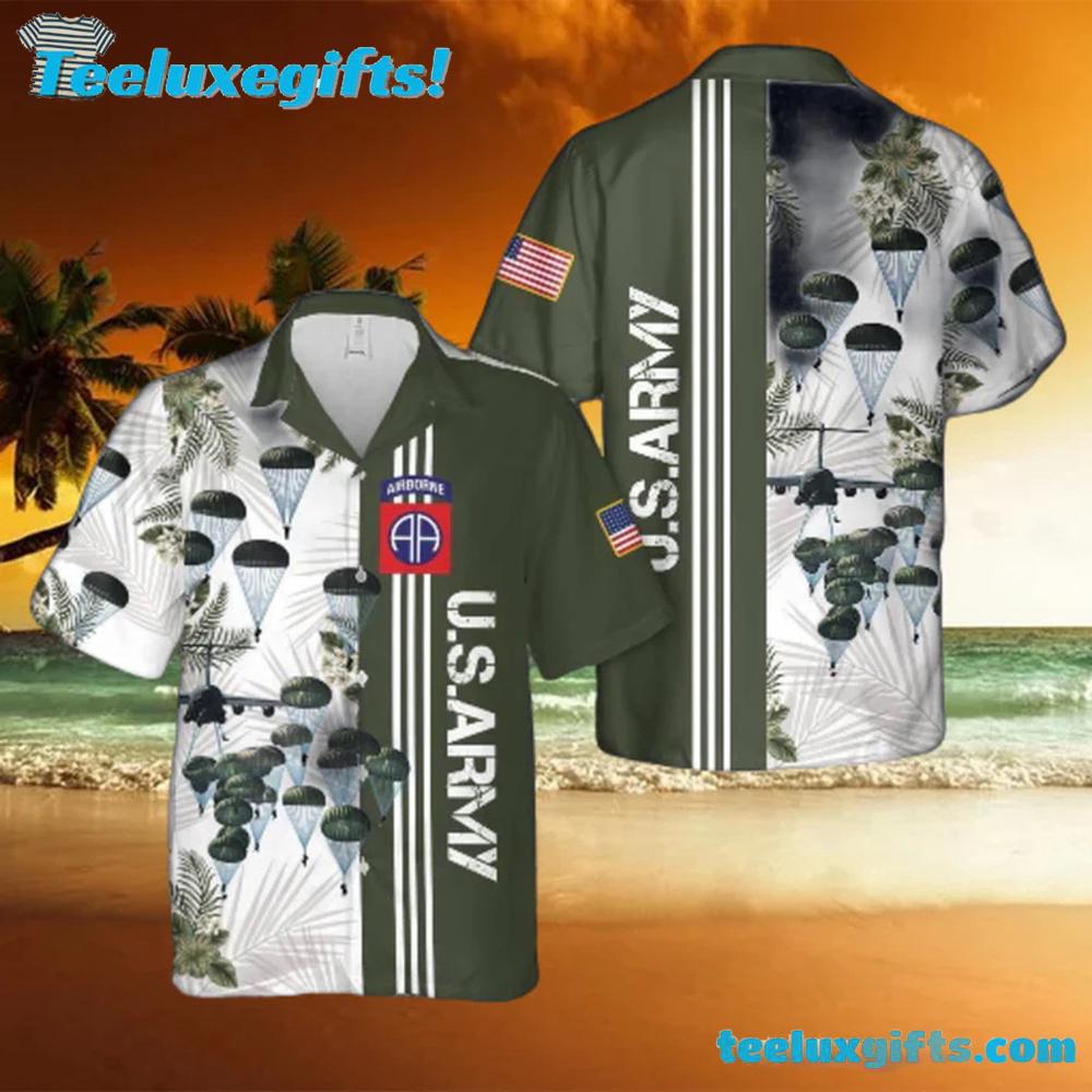 Us Army Paratroopers With The 82nd Airborne Division Parachute Hawaiian Shirt