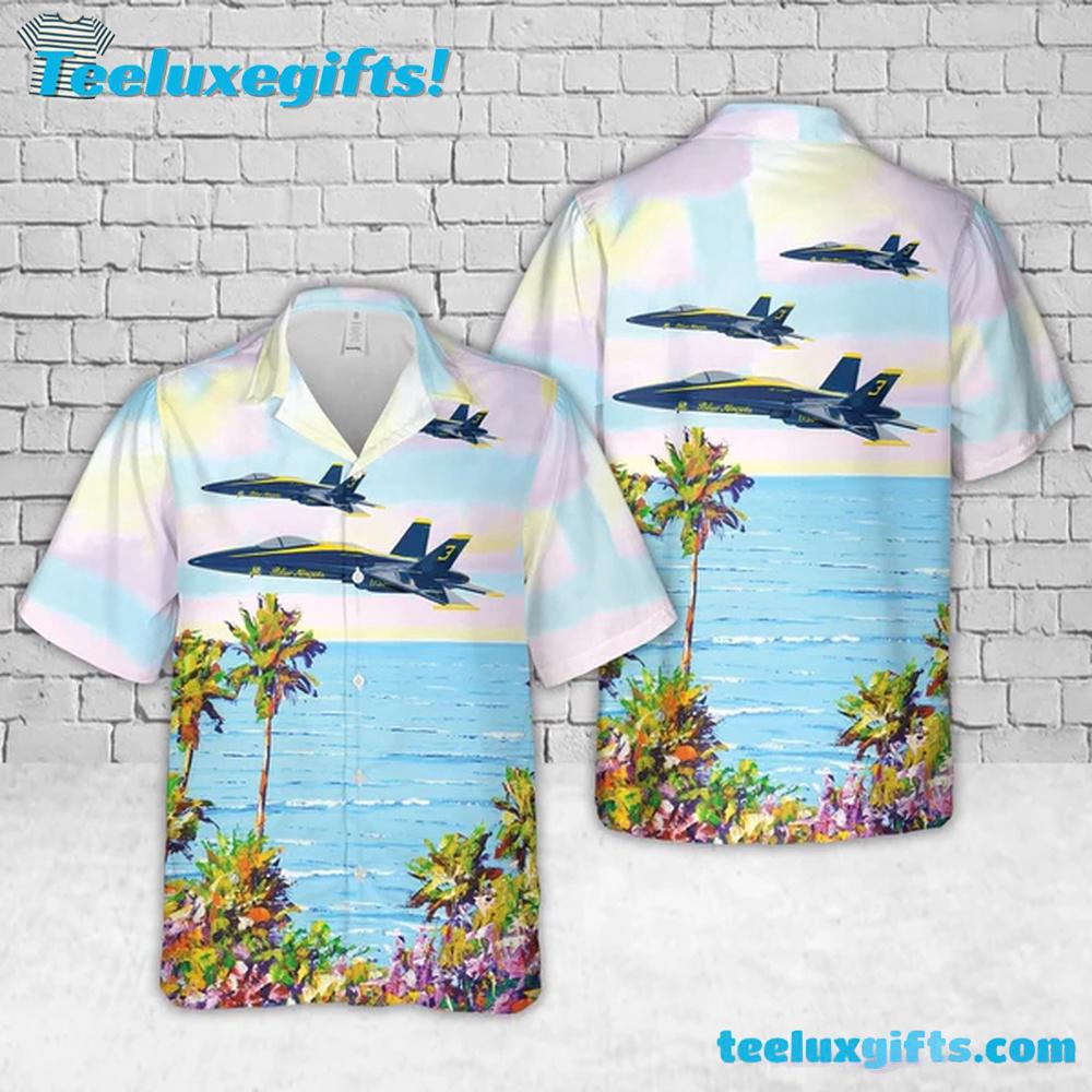 US Navy Blue Angels #3 FA-18C Hawaiian Shirt