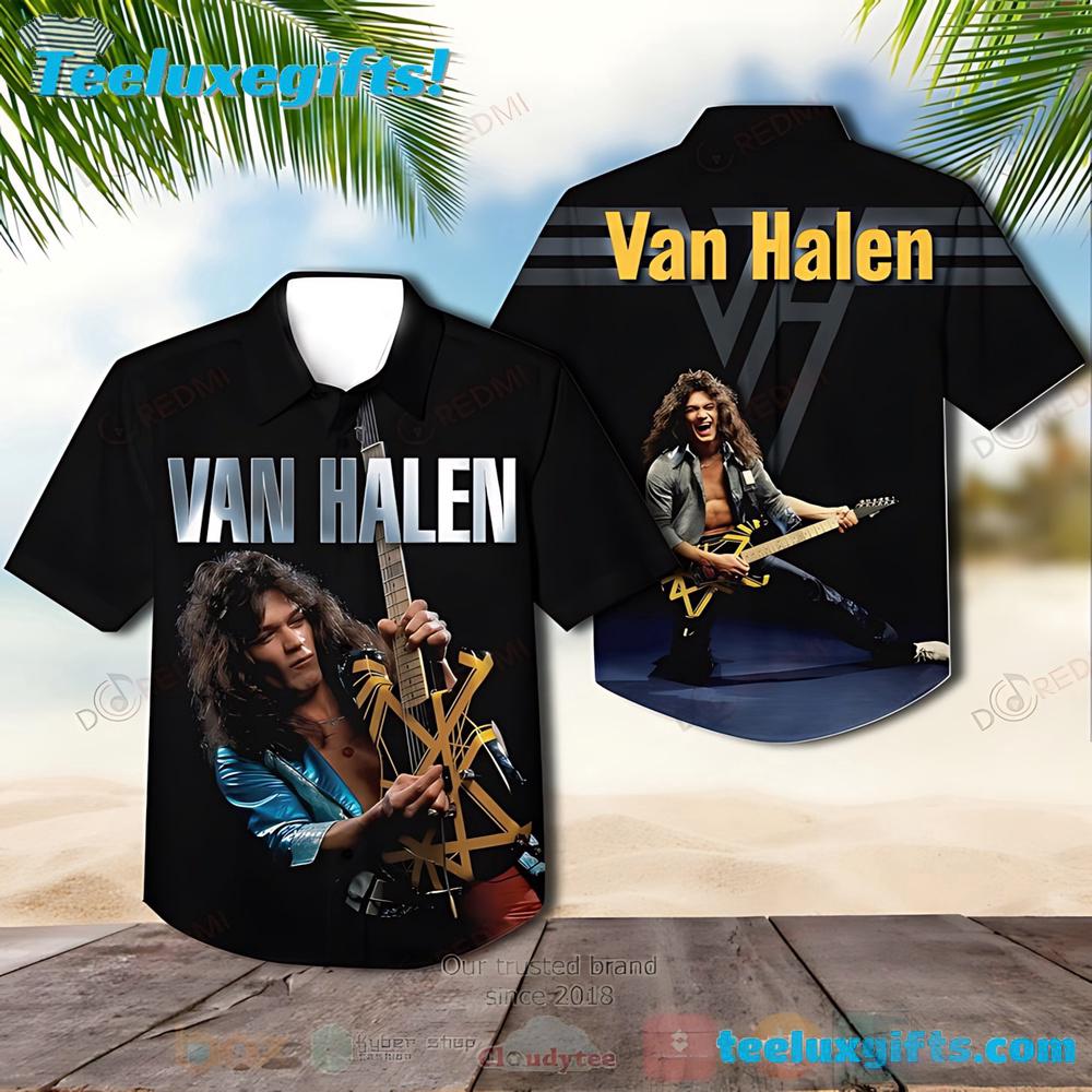 Van Halen Rock Band Guitar Album Summer Hawaiian Shirt