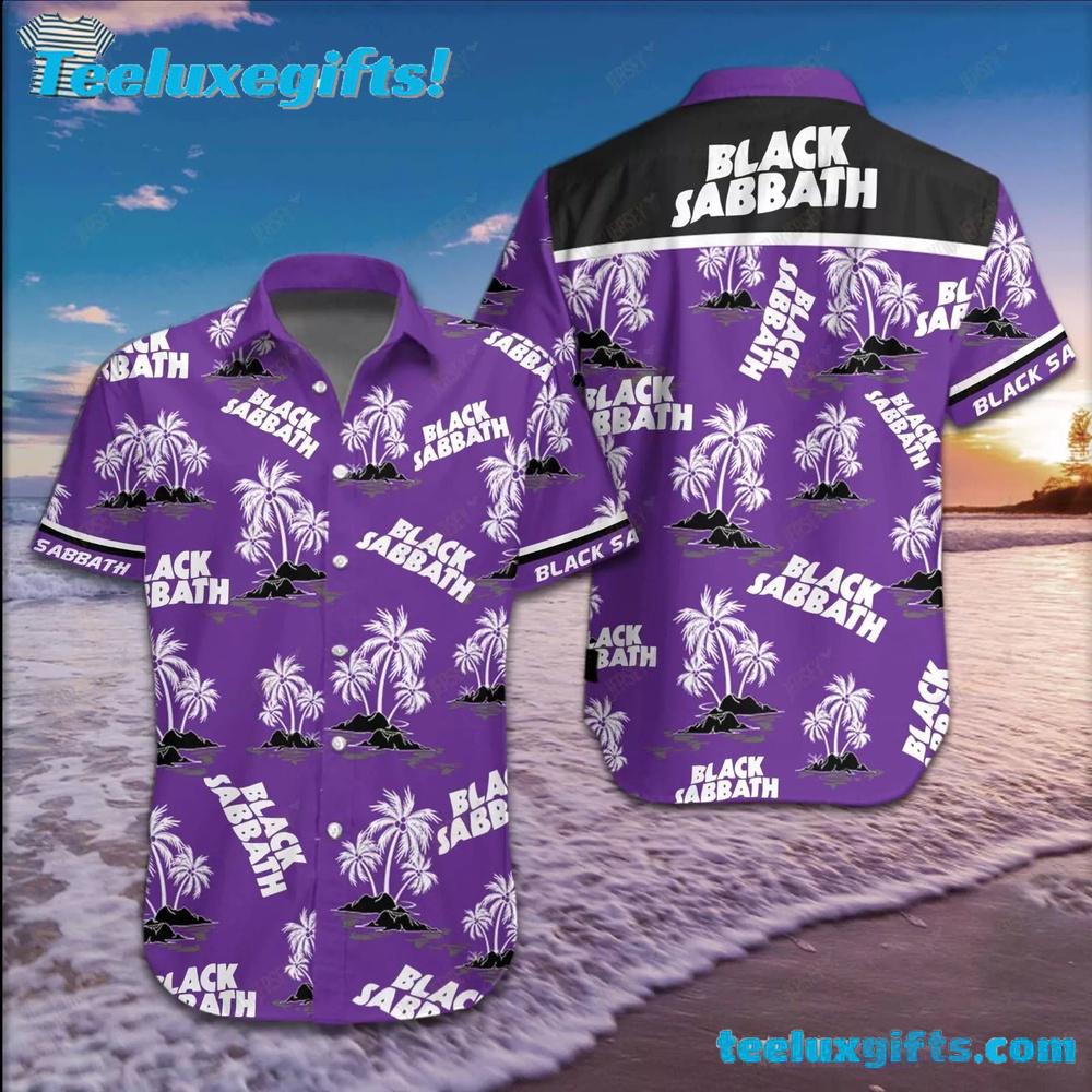 Vintage 80s Black Sabbath Band Summer Aloha Hawaiian Shirt