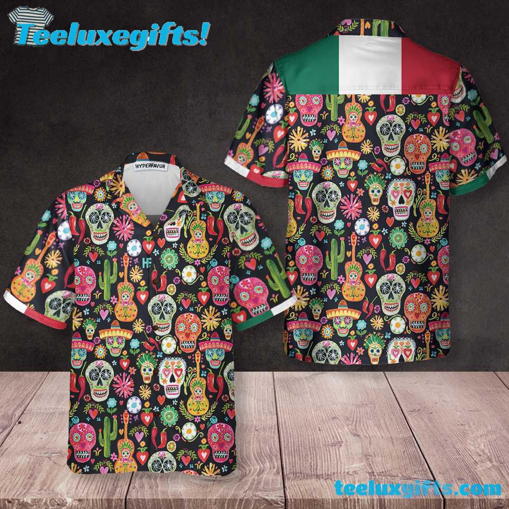 Viva Mexico Day Of The Dead Sugar Skull Hawaiian Shirt