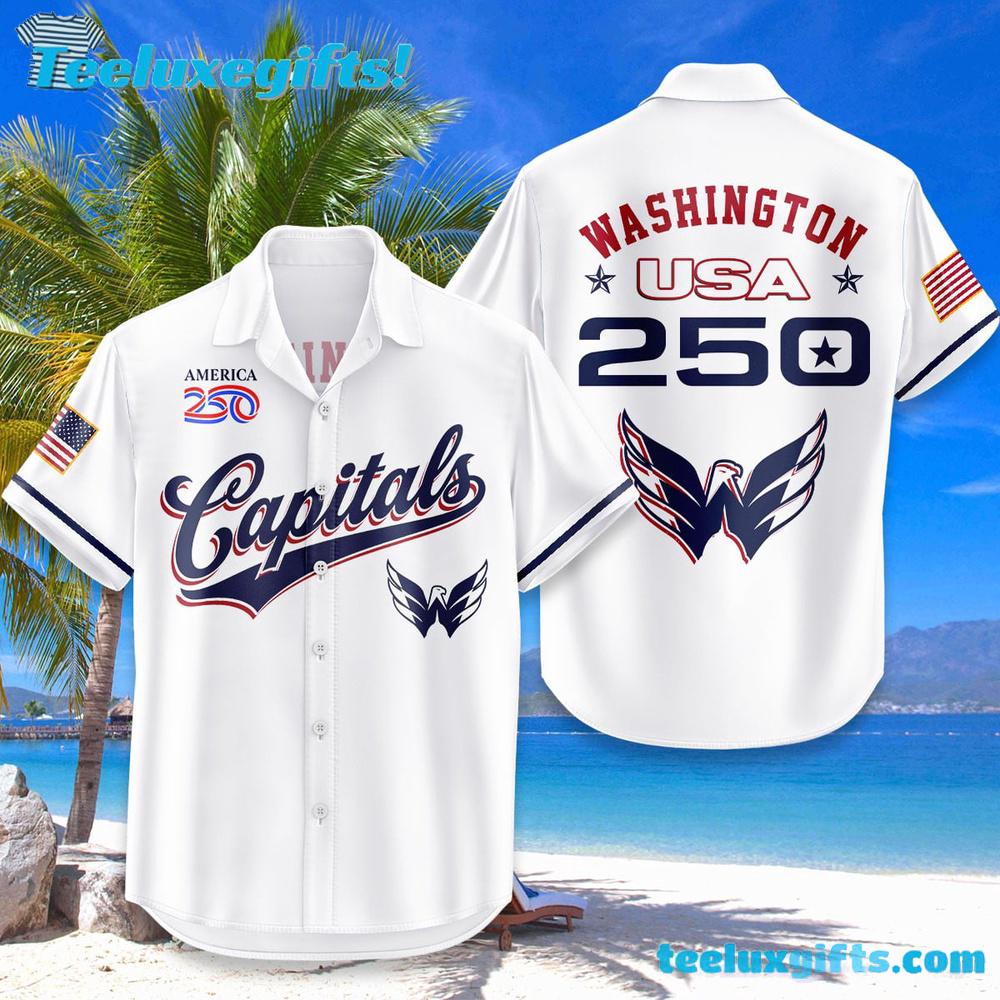 Washington Capitals USA Flag 250 Years Of Freedom Hawaiian Shirt