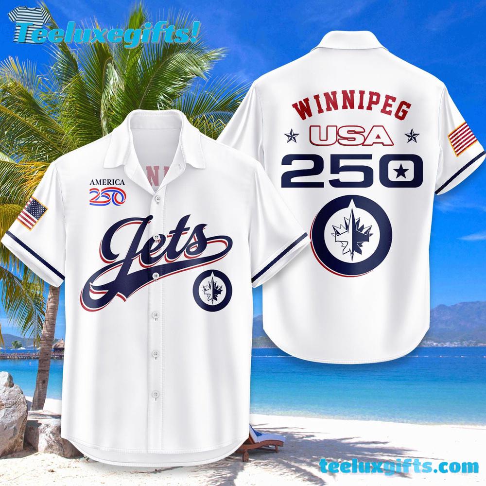 Winnipeg Jets USA Flag 250 Years Of Freedom Hawaiian Shirt
