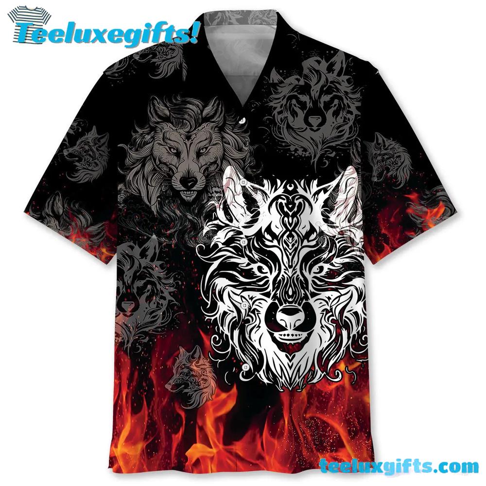 Wolf Fire Hawaiian Shirt