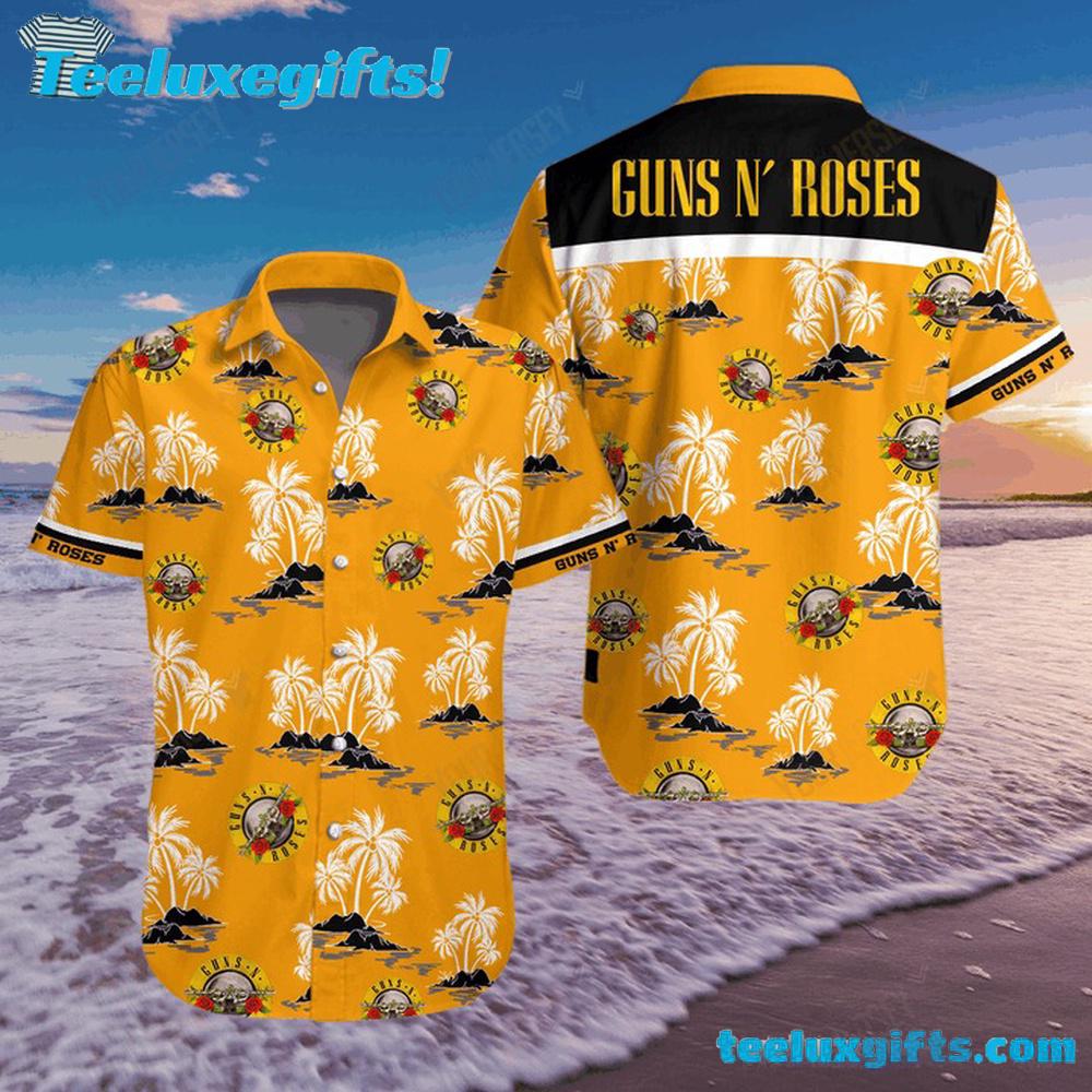 Yellow Guns N' Roses Tropical Summer Aloha Hawaiian Shirt